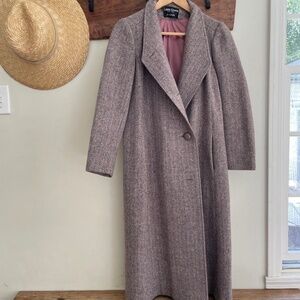 Vintage | Larry Levine Petites long wool herringbone winter coat jacket